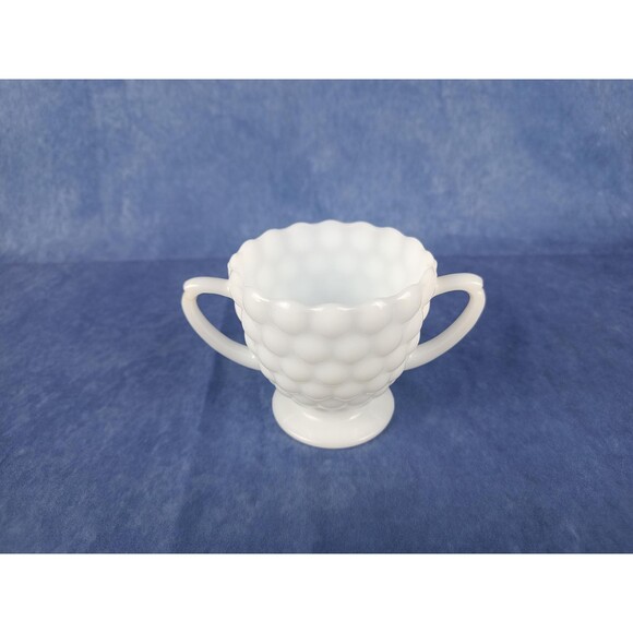 Anchor Hocking White Milk Glass Sugar Cup Decorative Cup Small Bowl With Handles - Picture 3 of 7